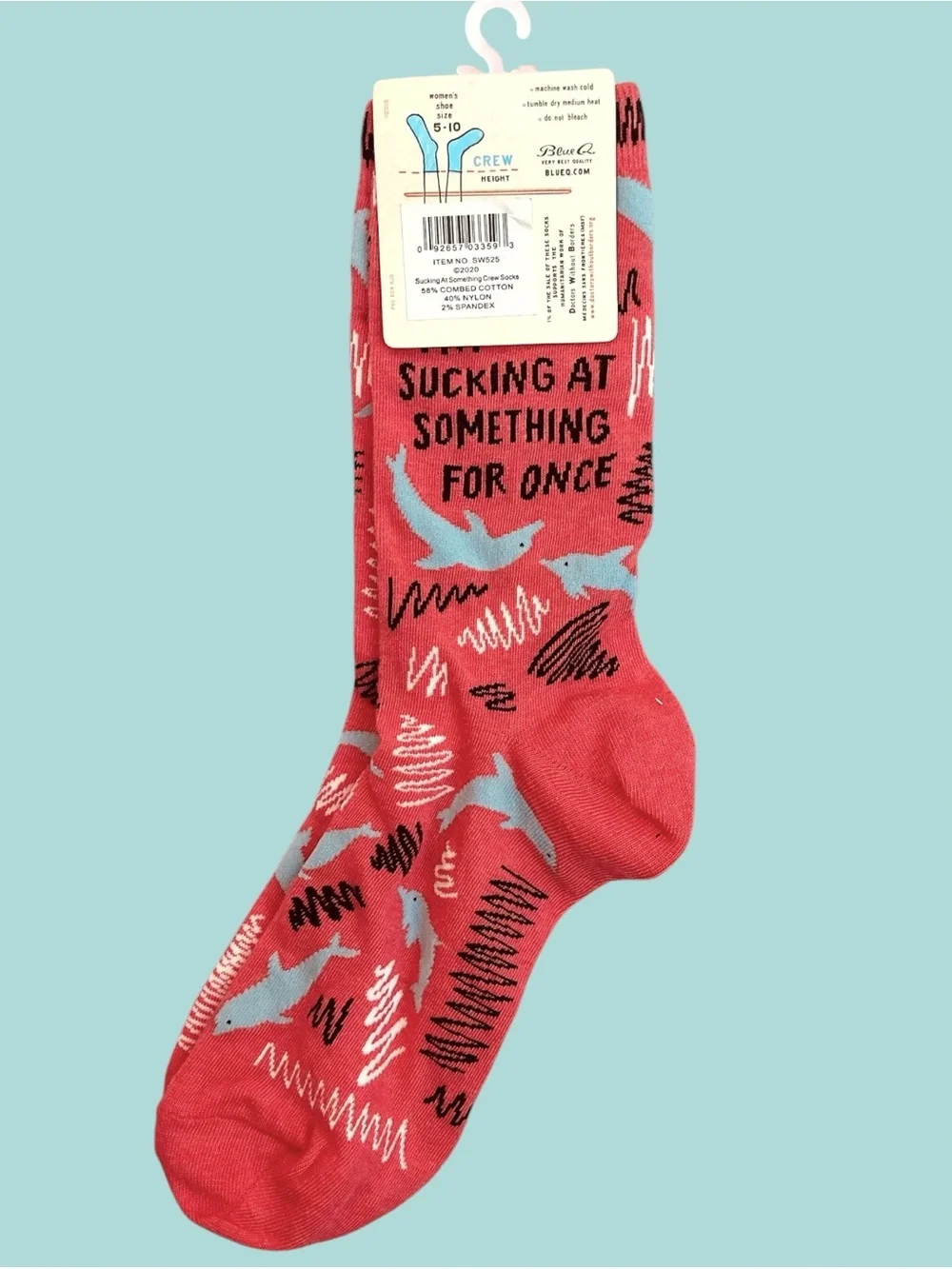 NEW NWT Blue Q “Try Sucking At Something For Once” Women’s Crew Socks 5-10 Soft